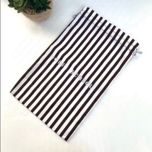 Henri Bendel Brown White Stripe Shoe Dust Bag Drawstring Storage